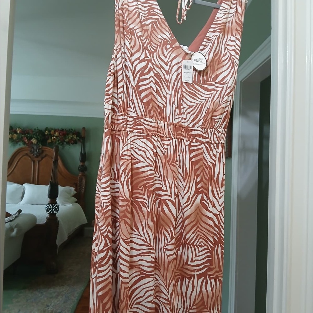 Soma Rust and White Zebra-Print Midi Dress